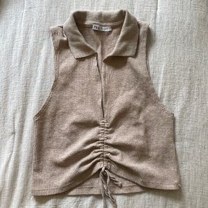 ZARA Sleeveless Crop Tie-Front Top